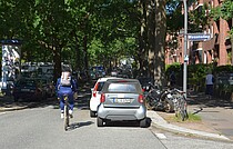 Wiesendamm: Radfahrende müssen derzeit im Mischverkehr mit Autos fahren