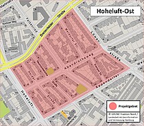 Karte des Projektquartiers in Hoheluft-Ost Karte des Projektquartiers in Hoheluft-Ost
