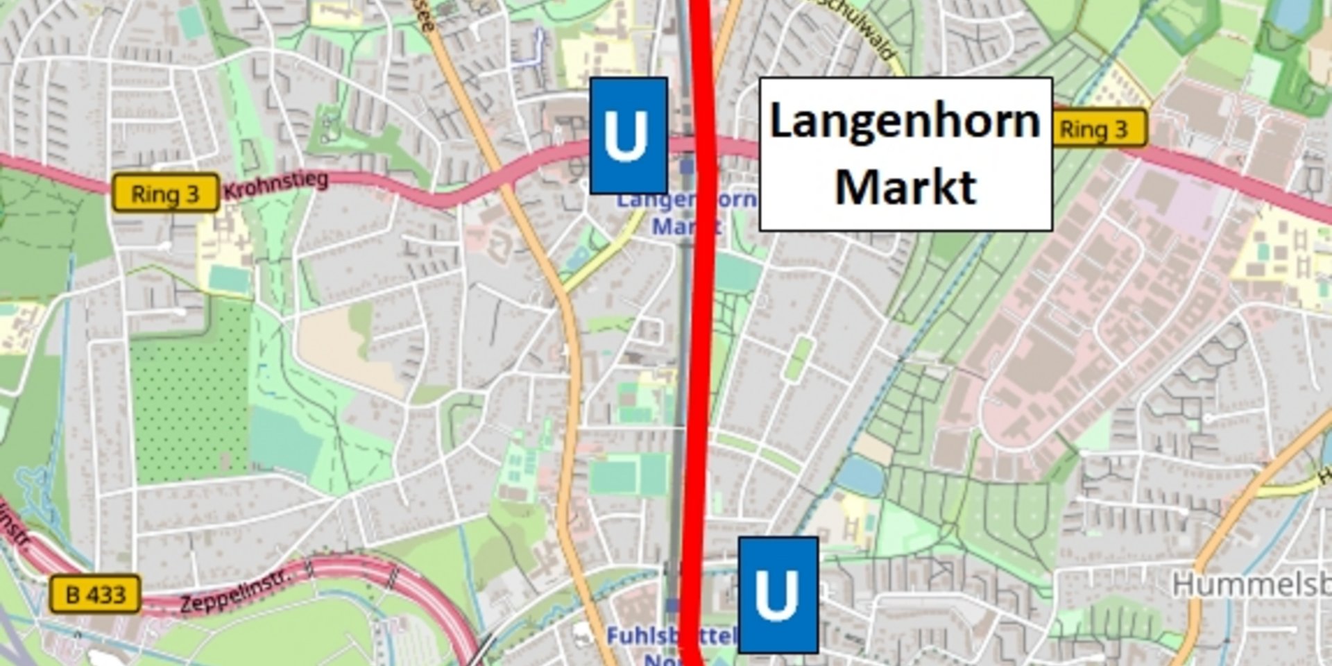 Karte: Vorgeschlagene Trasse für den Radschnellweg in Hamburg-Nord