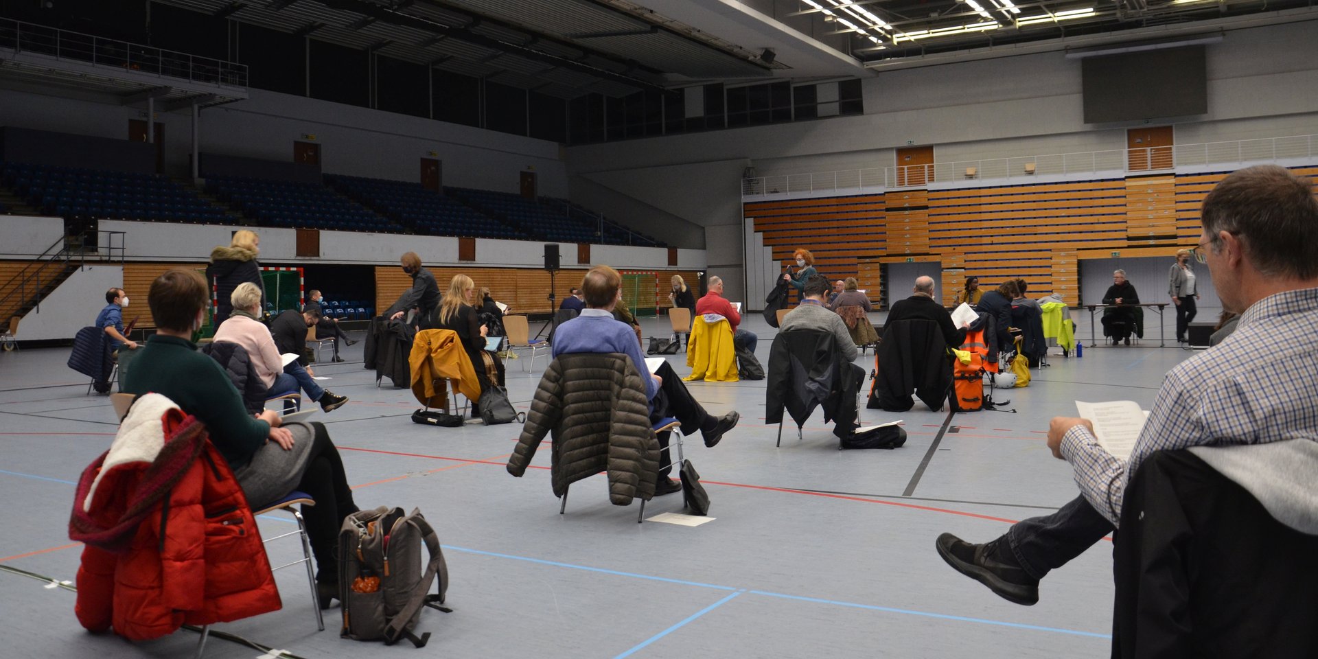 Blick in den "Sitzungssaal", die Sporthalle Hamburg