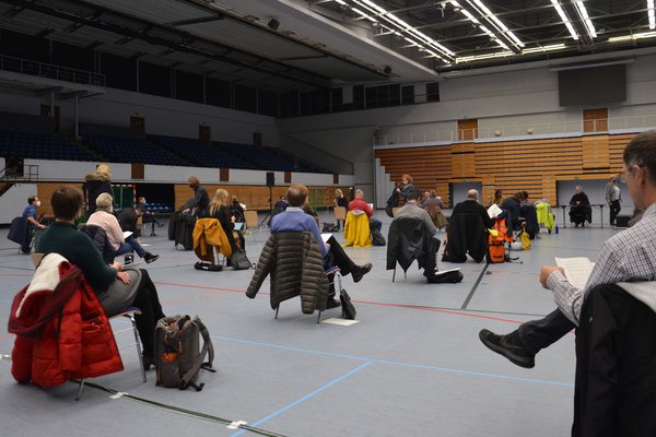 Blick in den "Sitzungssaal", die Sporthalle Hamburg