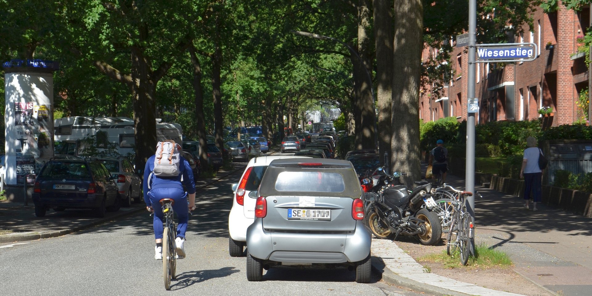 Wiesendamm: Radfahrende müssen derzeit im Mischverkehr mit Autos fahren