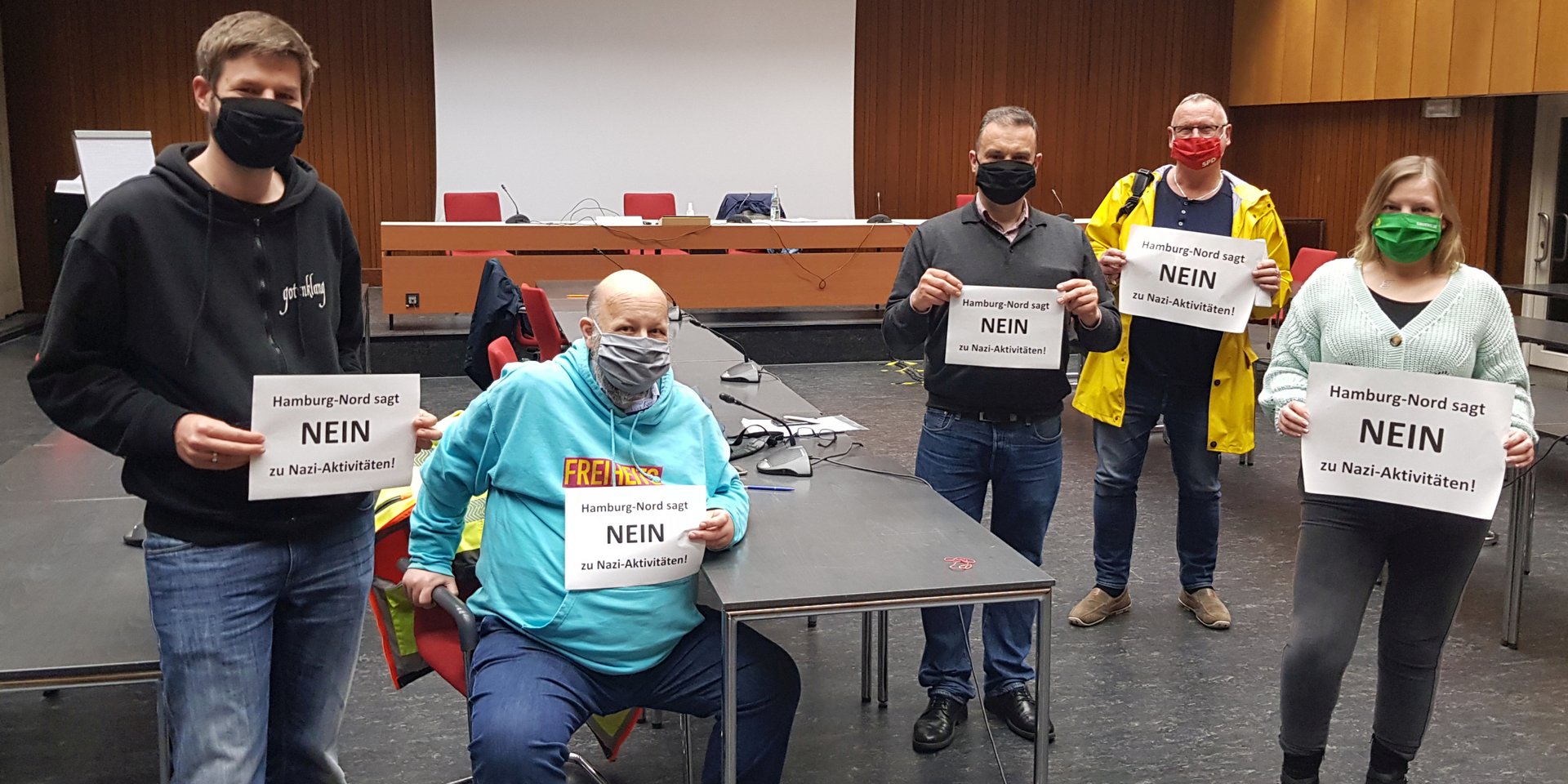 Foto (v.l.n.r.): Sprecherinnen und Sprecher der Fraktionen im Regionalausschuss: Jonas Wagner (DIE LINKE), Claus-Joachim Dickow (FDP), Stefan Baumann (CDU), Rüdiger Wendt (SPD), Simone Dornia (GRÜNE)