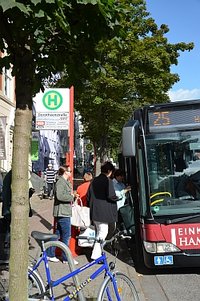 Bushaltestelle in der Dorotheenstraße Einsteigen fällt schwer (Reiffert/GAL-Fraktion HH-Nord)