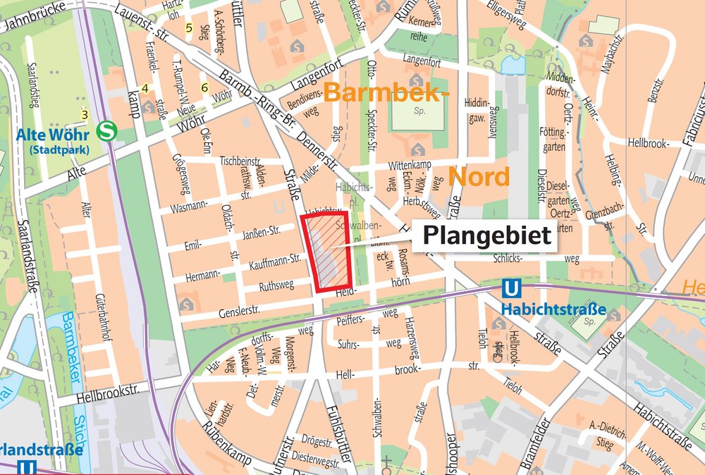 Karte mit Plangebiet Barmbek-Nord 43 Karte mit Plangebiet Barmbek-Nord 43