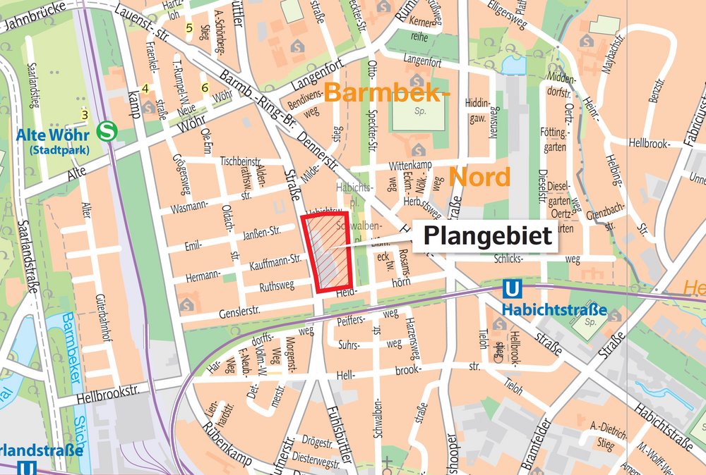 Karte mit Plangebiet Barmbek-Nord 43