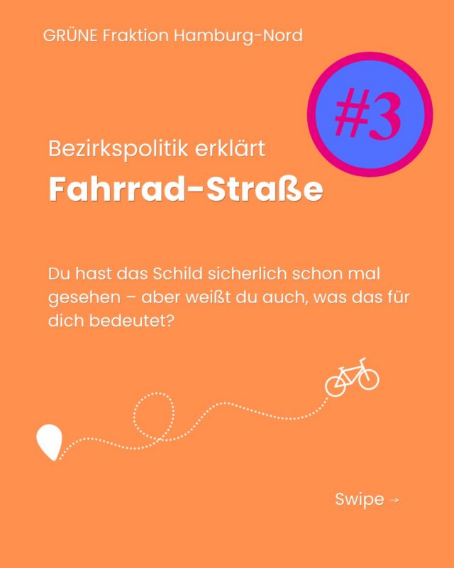 Wusstest du, dass du oft schon auf einer Fahrradstraße unterwegs bist, ohne es vielleicht zu merken? 👀 

In Hamburg-Nord gibt es immer mehr Straßen, auf denen Radfahrende Vorrang haben – und genau darum geht’s in diesem Post.

🟢Was ist eigentlich eine Fahrradstraße?

🟢Welche Regeln gelten für Autos und Fahrräder?

🟢Warum sorgen sie für mehr Sicherheit & bessere Mobilität?

🟢Und weshalb sind Radfahrende oft die „besseren Kunden“? 🛍️

💡 Unser Ziel: Mehr lebenswerte Straßen, weniger Durchgangsverkehr und sichere Wege für alle.

📍 Welche Straße in deinem Viertel sollte eine Fahrradstraße werden? Schreib’s in die Kommentare!

[Dies ist ein Beitrag der Fraktion]